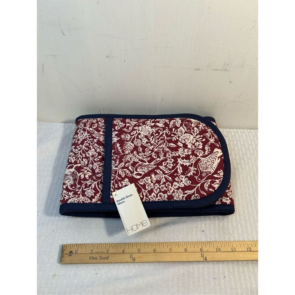 Home Oven Gloves Mittens Navy,‎ Red birds 34"x8" new pot holder